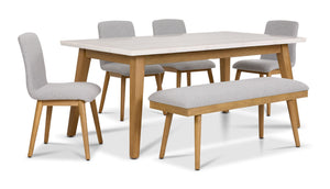 Vida 6 - Piece Dining Set- Natural Beige, Grey