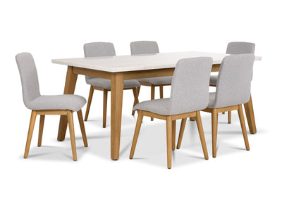 Vida 7 - Piece Dining Set - Natural Beige, Grey