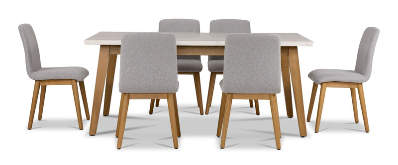 Vida 7 - Piece Dining Set - Natural Beige, Grey | Leon's