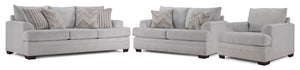 Vogue Sofa, Loveseat and Chair Set - Light Grey