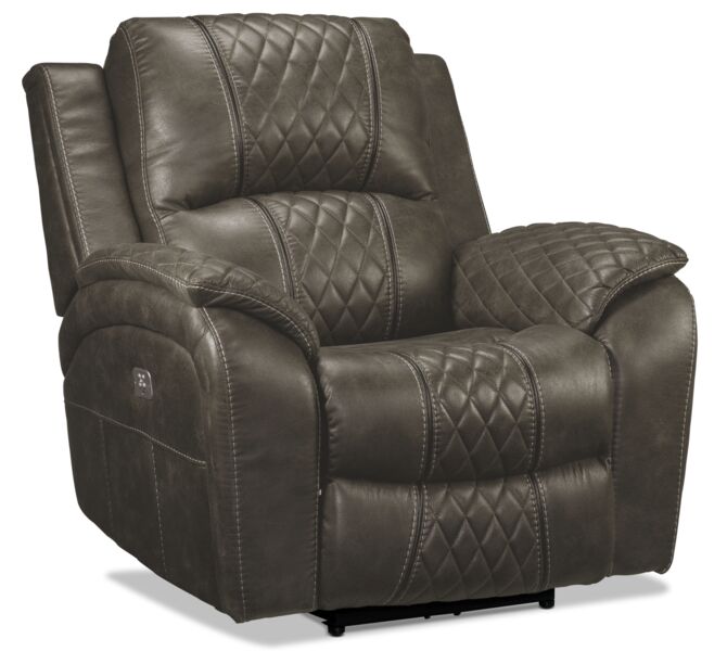 Wesley Dual Power Reclining Sofa, Dual Power Reclining Loveseat w/Console and Dual Power Recliner Set - Granite