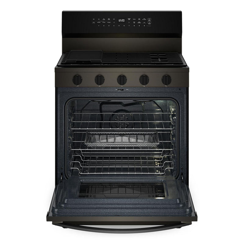 Whirlpool Print Resistant Black Stainless Gas Freestanding Range (5 Cu ...