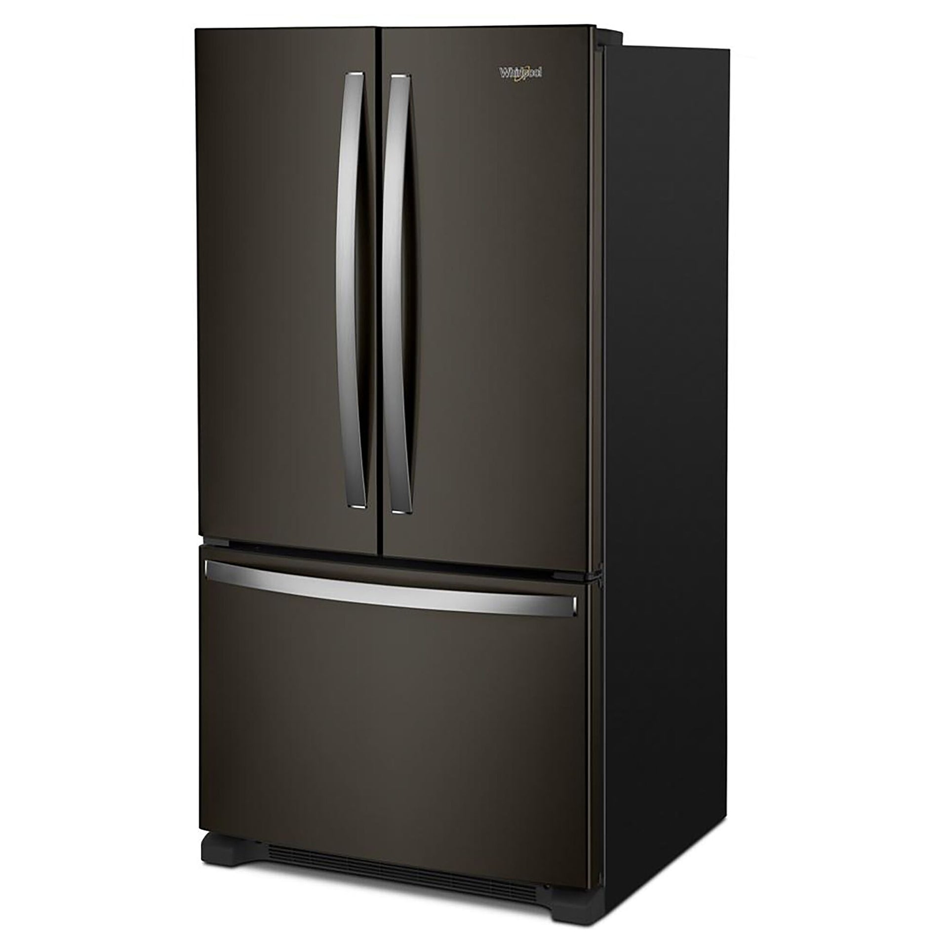 Black stainless French door with fingerprint-resistant finish.