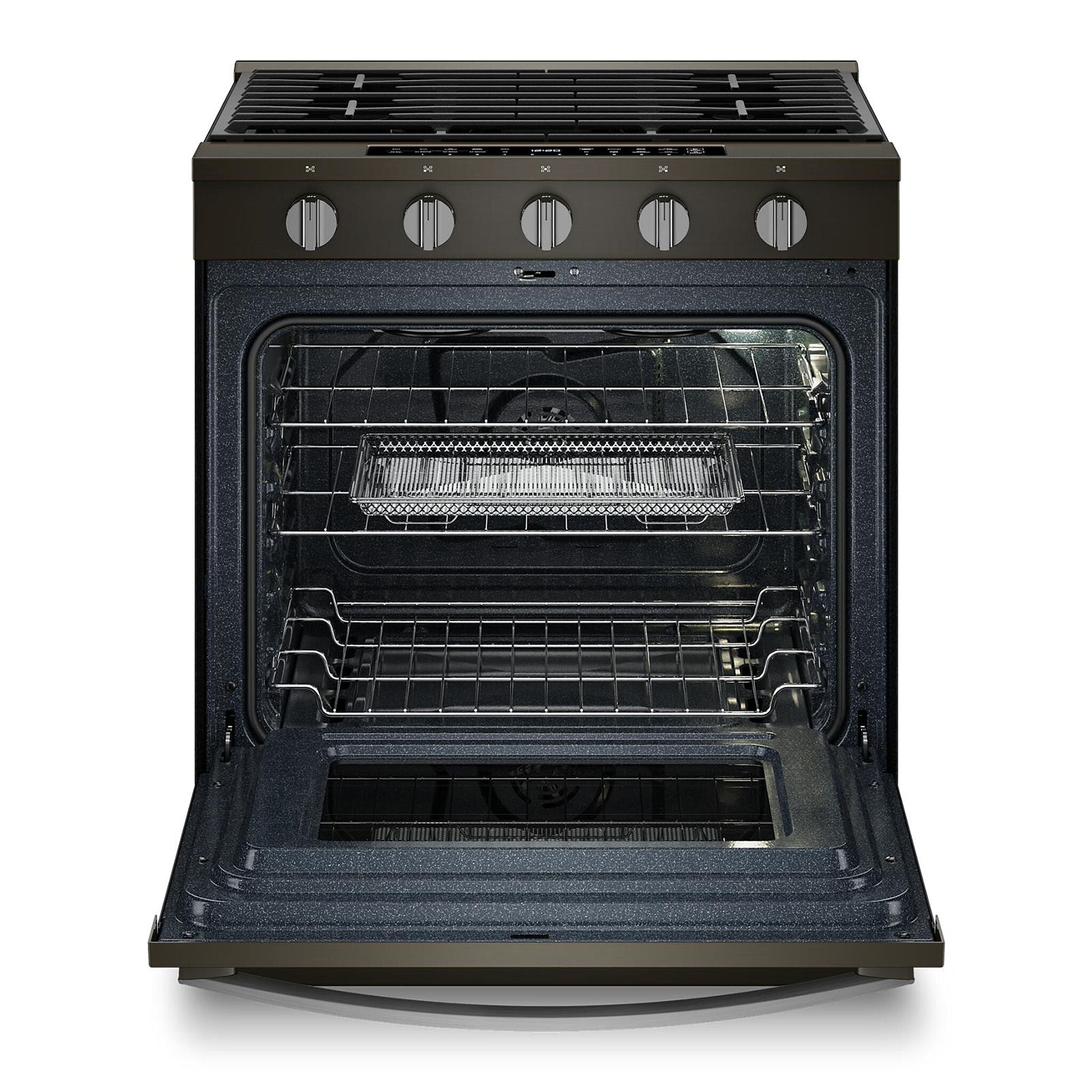 Whirlpool Black-on-Stainless Slide-In Gas Range (5 Cu.Ft.)- WSGS7530RV