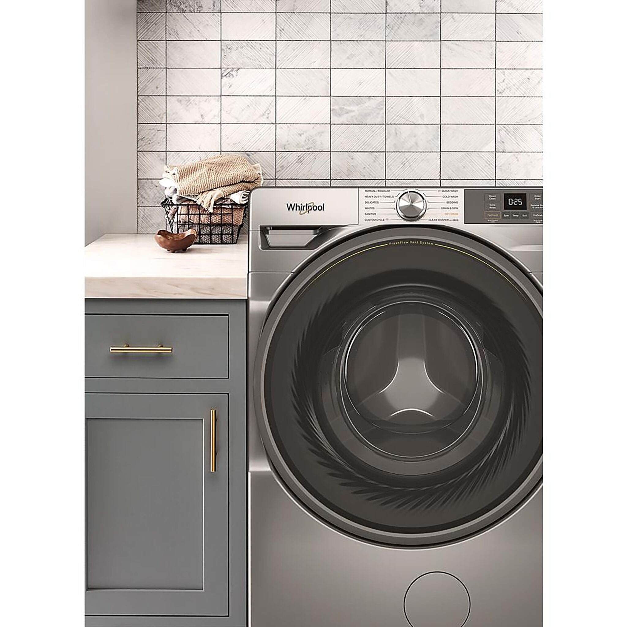 Whirlpool Radiant Silver Front-Load Washer with FreshFlow™ Vent System (5.2 Cu.Ft.) - WFW5720RR