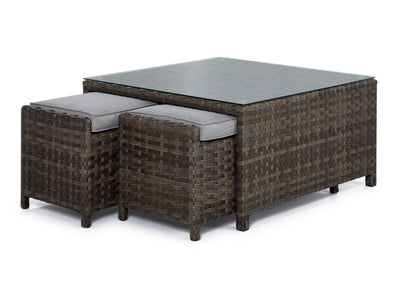 Whispering Pine Outdoor Coffee Table with 2 Ottomans - Dark Grey