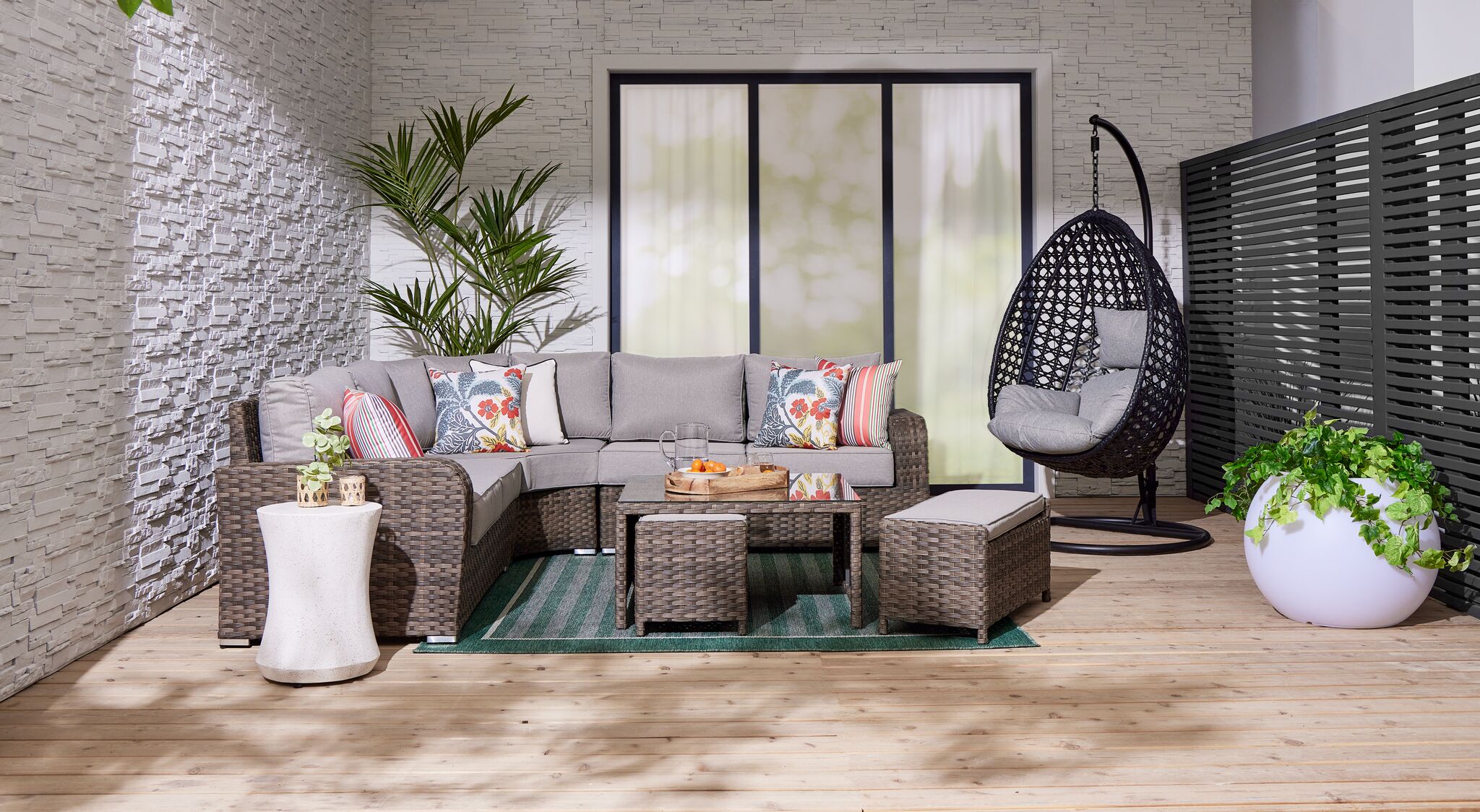 Whispering Pine 3 - Piece Outdoor Sectional - Dark Grey