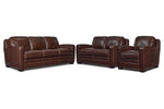 Wilmington Leather Sofa, Loveseat and Chair Set - Dark Brown