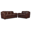 Wilmington Leather Sofa and Loveseat Set - Dark Brown