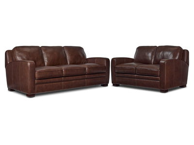 Wilmington Leather Sofa and Loveseat Set - Dark Brown