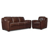 Wilmington Leather Sofa and Chair Set - Dark Brown