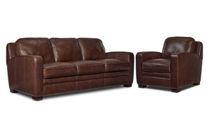 Wilmington Leather Sofa and Chair Set - Dark Brown