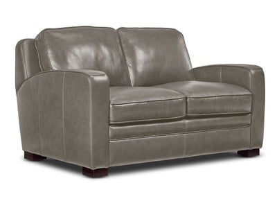 Wilmington Leather Loveseat - Light Grey