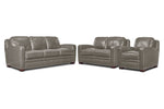 Wilmington Leather Sofa, Loveseat and Chair Set - Light Grey