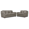 Wilmington Leather Sofa and Loveseat Set - Light Grey