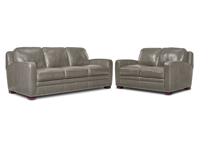 Wilmington Leather Sofa and Loveseat Set - Light Grey