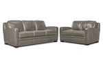 Wilmington Leather Sofa and Loveseat Set - Light Grey