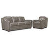 Wilmington Leather Sofa and Chair Set - Light Grey