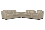 Wilmington Leather Sofa, Loveseat and Chair Set - Ivory
