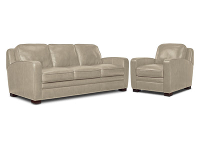 Wilmington Leather Sofa and Chair Set - Ivory