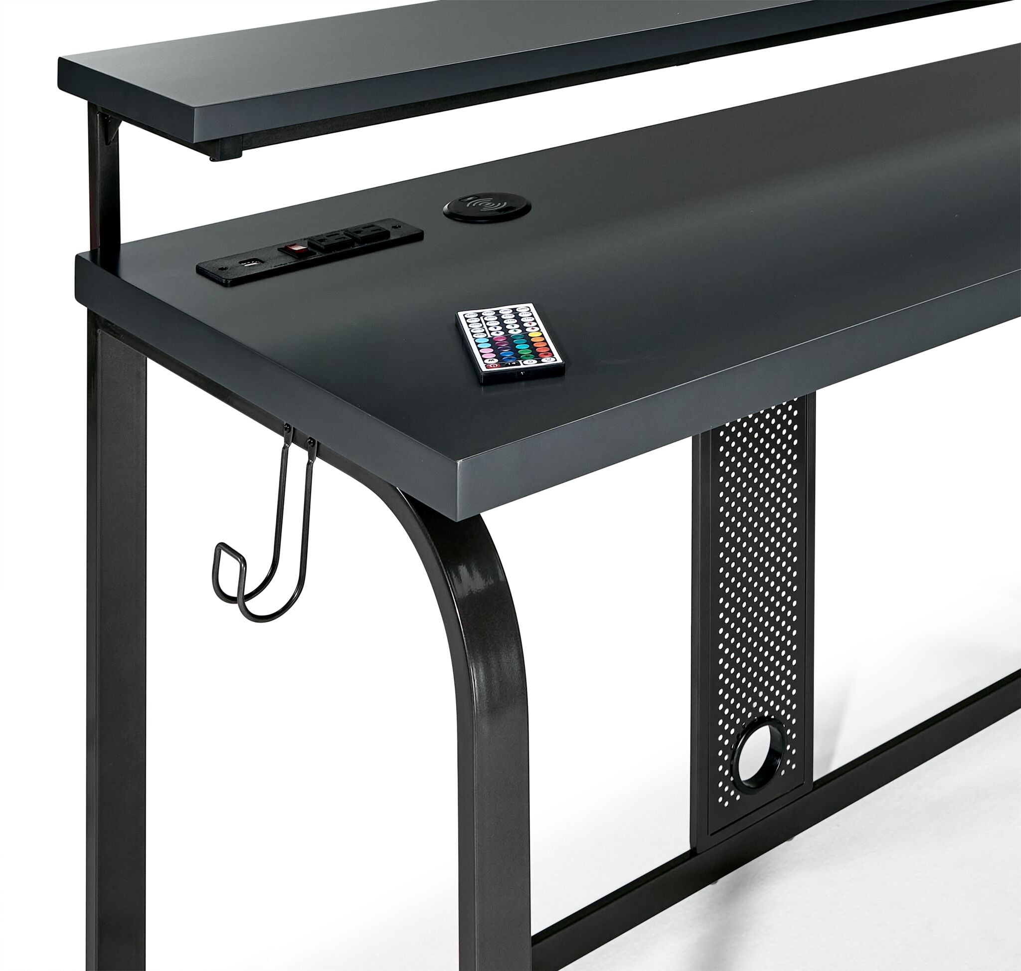 Zander II L-Shaped Gaming Computer Desk - Grey | Leon's