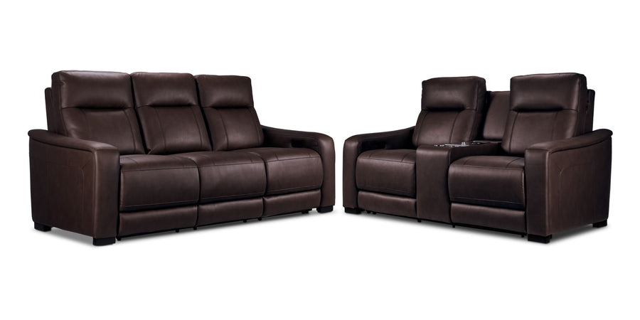 In Harmony - Zeppelin Power Reclining Sofa and Loveseat Set - Brown