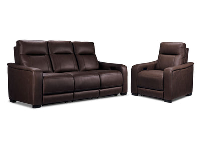 In Harmony - Zeppelin Power Reclining Sofa and Recliner Set- Brown
