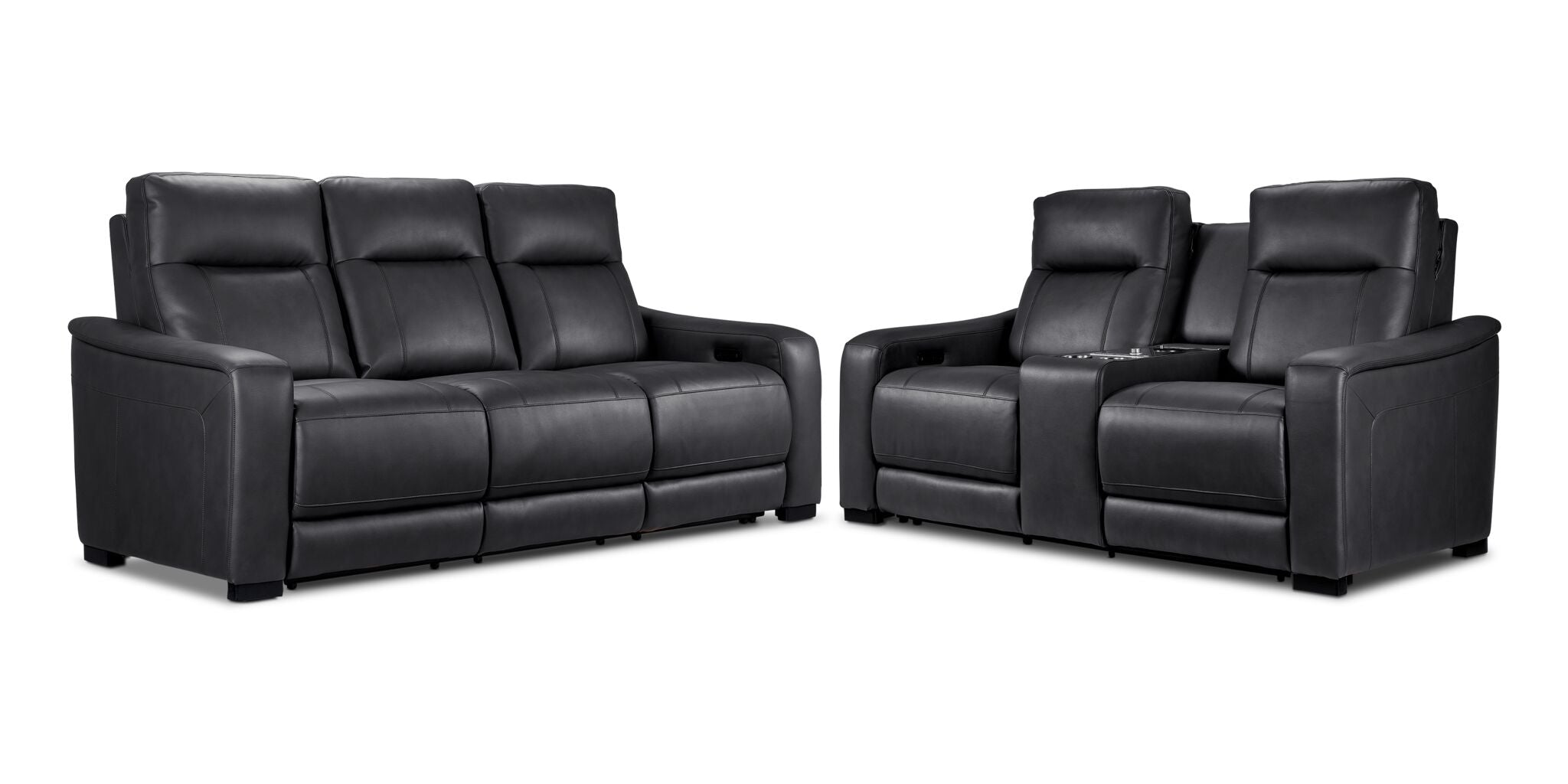 In Harmony - Zeppelin Power Reclining Sofa and Loveseat Set - Dark Grey