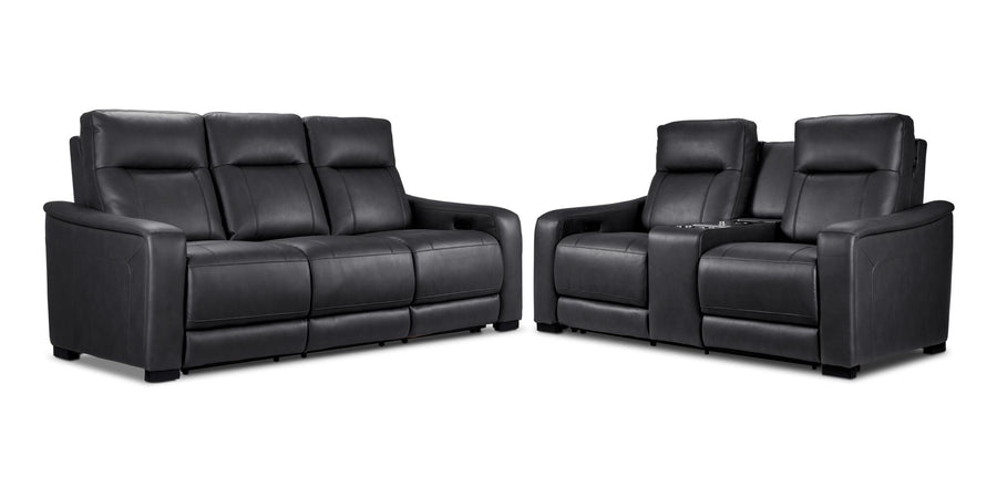 In Harmony - Zeppelin Power Reclining Sofa and Loveseat Set - Dark Grey