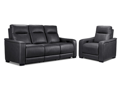 In Harmony - Zeppelin Power Reclining Sofa and Recliner Set- Dark Grey