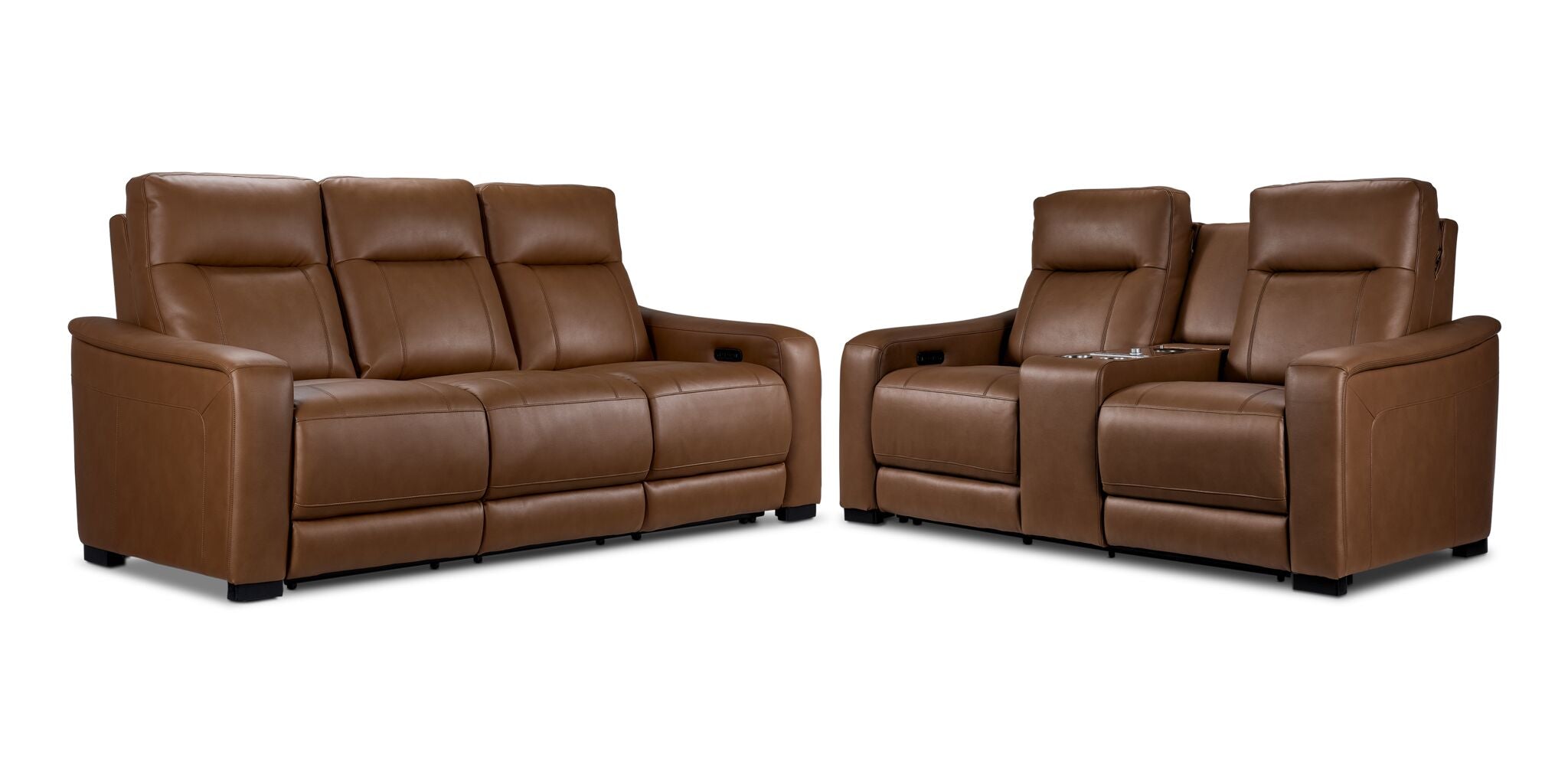 In Harmony - Zeppelin Power Reclining Sofa and Loveseat Set - Tan