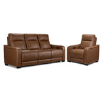 In Harmony - Zeppelin Power Reclining Sofa and Recliner Set- Tan
