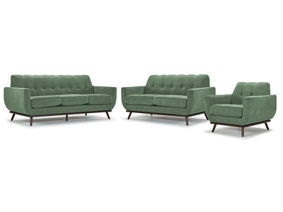 Ziva Sofa, Loveseat and Chair Set - Green