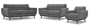Ziva Sofa, Loveseat and Chair Set - Grey