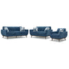 Ziva Sofa, Loveseat and Chair Set - Blue