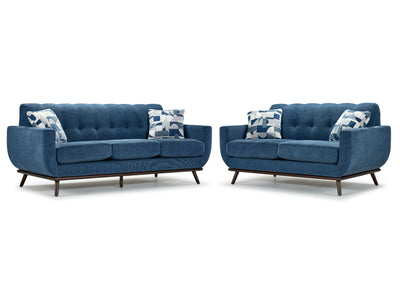 Ziva Sofa and Loveseat Set - Blue
