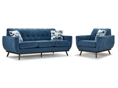 Ziva Sofa and Chair Set - Blue