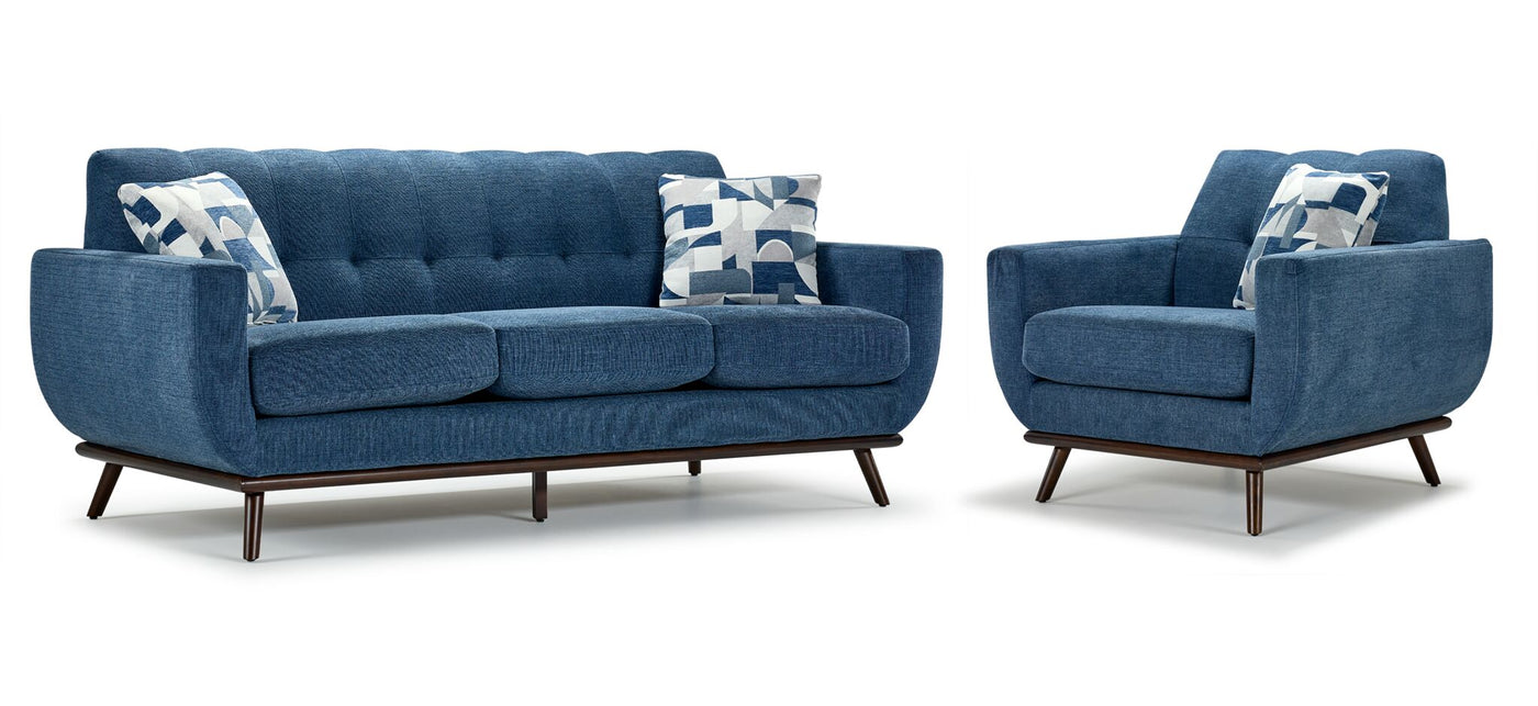 Ziva Sofa and Chair Set - Blue