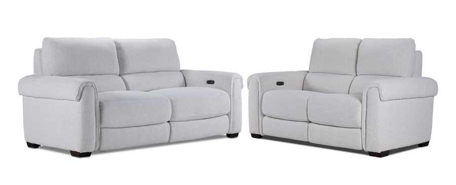 Zoey Power Reclining Sofa and Loveseat Set - Natural