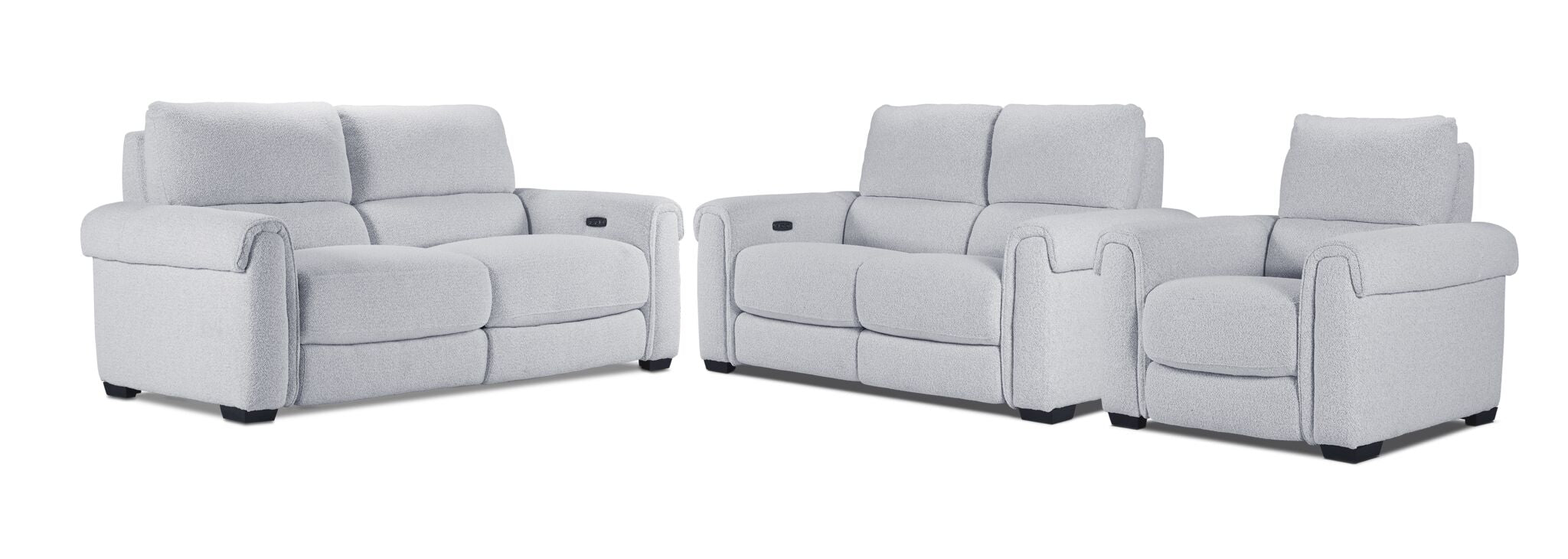 Zoey Power Reclining Sofa, Loveseat and Recliner Set - Snow