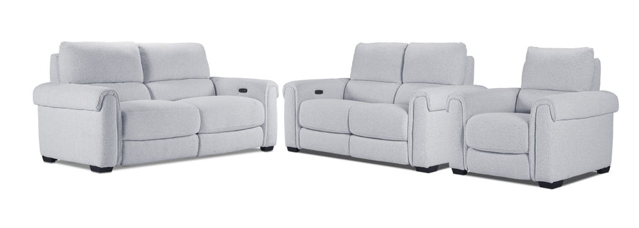 Zoey Power Reclining Sofa, Loveseat and Recliner Set - Snow