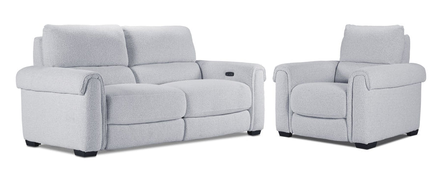 Zoey Power Reclining Sofa and Recliner Set - Snow