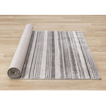 Zola 6'7" x 9'6" Patterned Rows Area Rug - Grey, White, Black