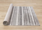 Zola 6'7" x 9'6" Patterned Rows Area Rug - Grey, White, Black