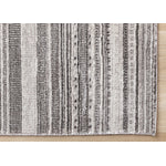 Zola 6'7" x 9'6" Patterned Rows Area Rug - Grey, White, Black