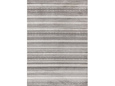 Zola 5'3" x 7'7" Patterned Rows Area Rug - Grey, White, Black