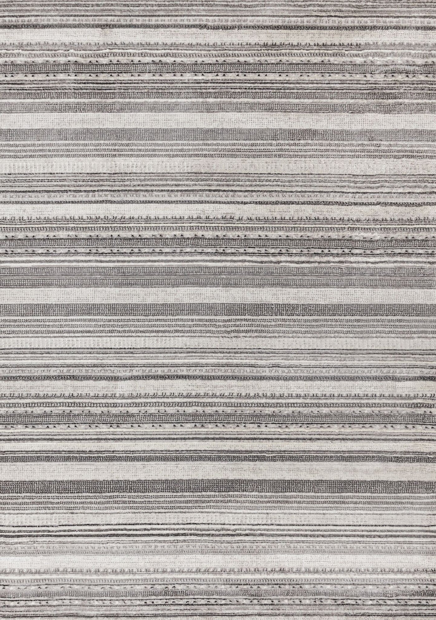 Zola 6'7" x 9'6" Patterned Rows Area Rug - Grey, White, Black