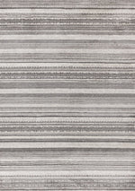 Zola 6'7" x 9'6" Patterned Rows Area Rug - Grey, White, Black