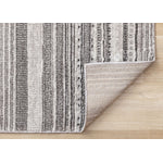 Zola 6'7" x 9'6" Patterned Rows Area Rug - Grey, White, Black