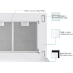 VICTORY Matte White 600 CFM Flush Ceiling Range Hood - Sunset-WH